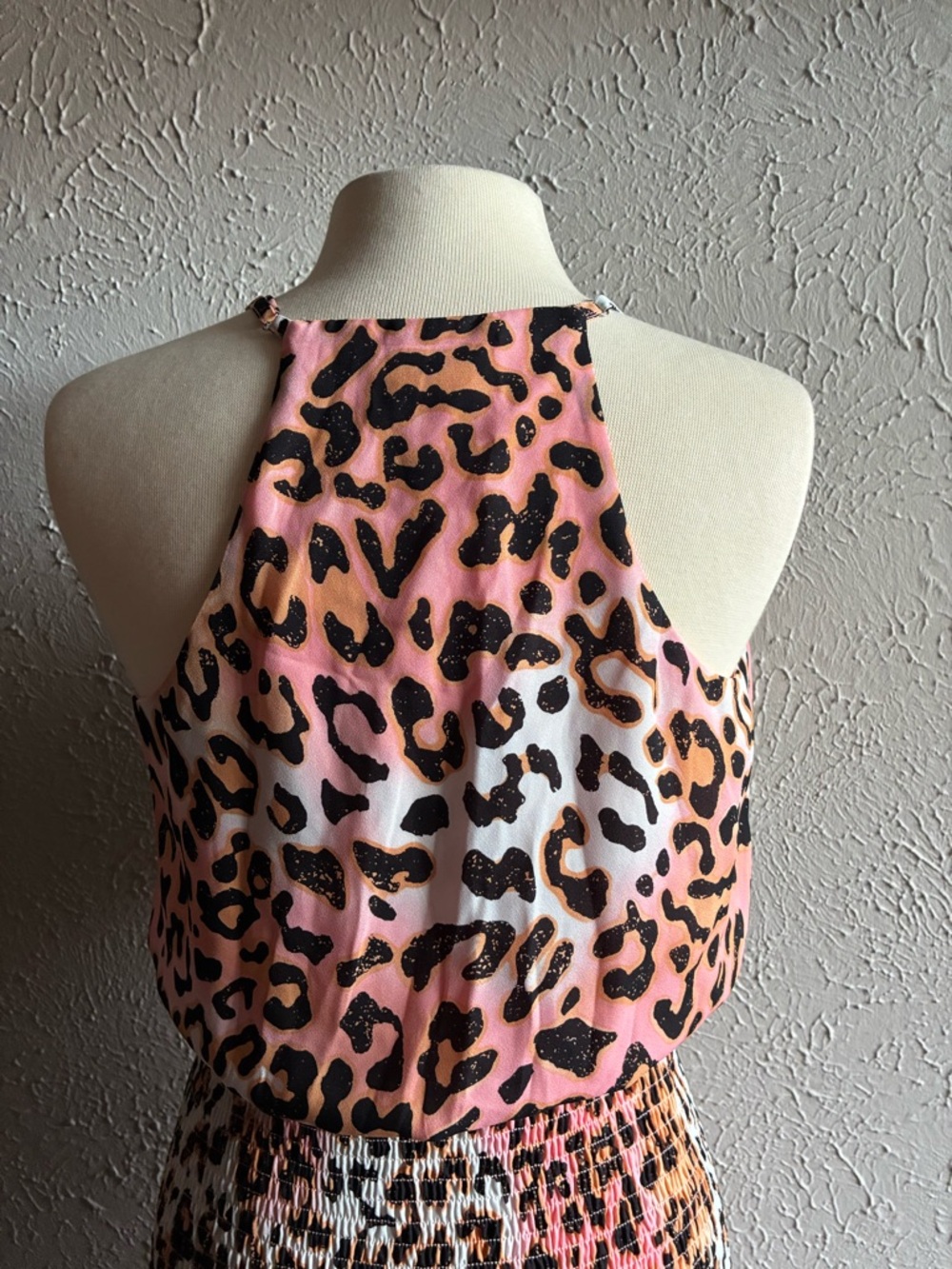 BuddyLove Izzy DREAMSICLE .Leopard Print Maxi Dress Pink Smocked Boho Size M. - Picture 11 of 16
